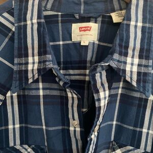 Levi's Navy and White Plaid Shirt